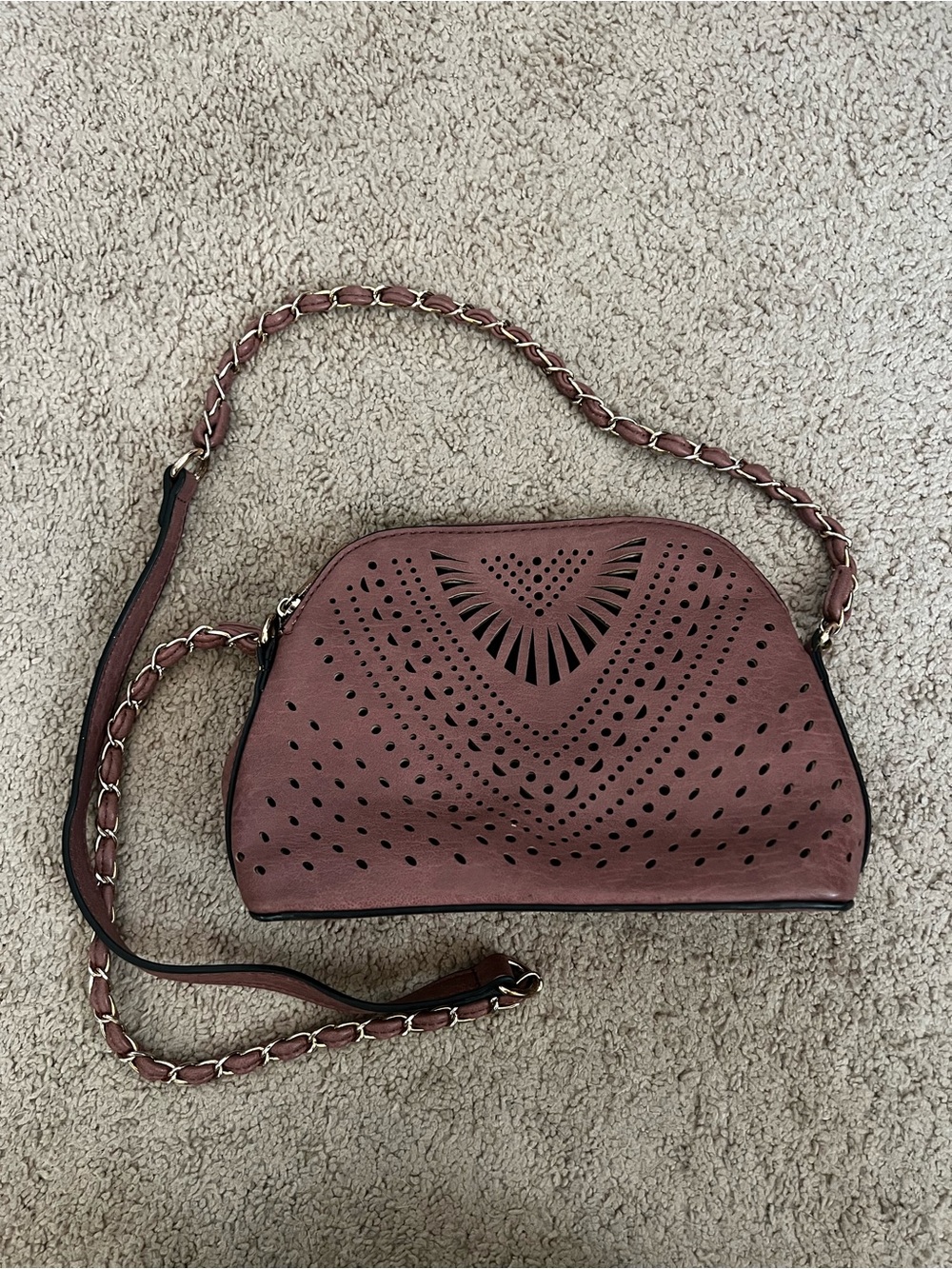Jeane & Jax Perforated Crossbody Bag in Dusty Rose